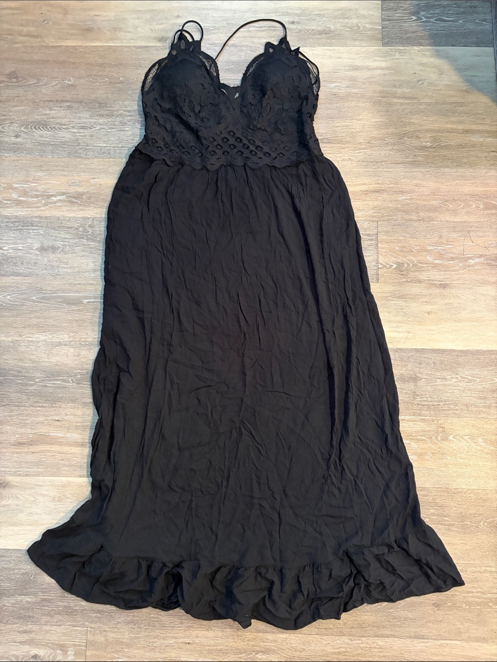 J for Justify Black Lace Bodice Maxi with Ruffle Hem